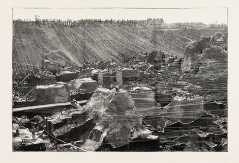 DIGGING FOR DIAMONDS AT CAPE COLONY: THE DEEP DIGGINGS, SOUTH AFRICA, 1873 engraving