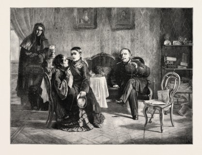 LIFE IN RUSSIA: LEAVING FOR THE MILITARY SCHOOL AFTER THE HOLIDAYS, FROM THE PAINTING BY A.