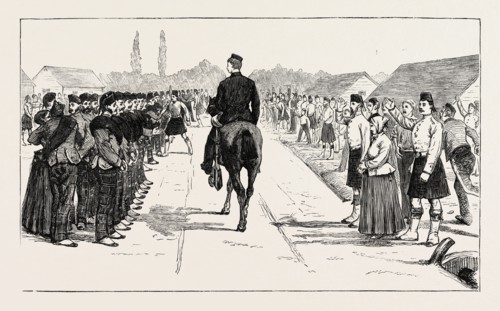 VOLUNTEERS FROM THE 79TH HIGHLANDERS LEAVING ENGLAND FOR THE ASHANTEE WAR: THE PARADE: PRINCE