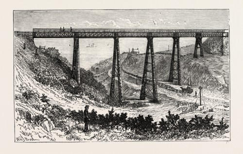 UPGANG VIADUCT, NEAR WHITBY, UK, 1873 engraving