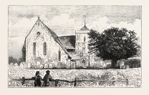 CLIMPING CHURCH, NEAR ARUNDEL, SUSSEX, UK, 1873 engraving