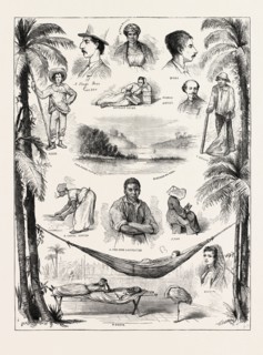 THE CAPTURE OF THE VIRGINIUS, SKETCHES AT SANTIAGO DEL CUBA, CUBA, 1873 engraving