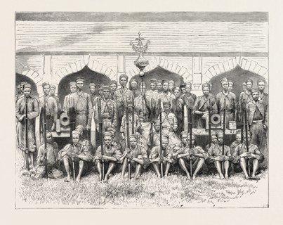 THE ASHANTEE WAR: HOUSSA TROOPS TRAINED AT LAGOS, ANGLO ASHANTI WAR, GHANA, 1873 engraving