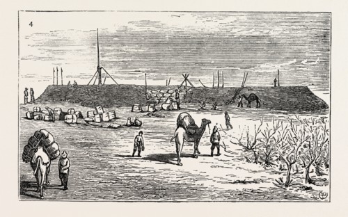 THE RUSSIAN EXPEDITION TO KHIVA: Camp and Magazine on the Irkibaia, 1873 engraving