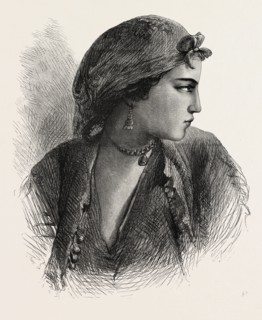 A NUBIAN GIRL, FROM THE PAINTING BY EGRON LUNDGREN, 1815-1875, SWEDISH WATERCOLOR PAINTER, 1873