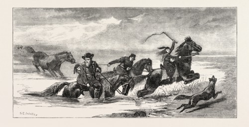 AN ICELANDIC WEDDING: GOING TO MEET THE BRIDE, ICELAND, 1873 engraving