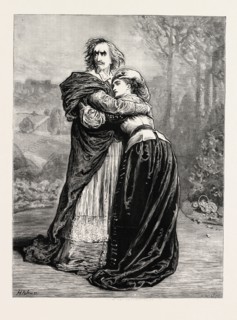 MR. IRVING AND MISS ISABEL BATEMAN IN RICHELIEU AT THE LYCEUM THEATRE, LONDON, UK, 1873 engraving