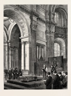 FUNERAL OF THE LATE SIR EDWIN LANDSEER IN ST. PAUL'S CATHEDRAL, LONDON, UK, 1873 engraving