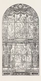 NEW BAPTISTRY WINDOW IN THE CHURCH OF ST. LAWRENCE JEWRY, 1873 engraving