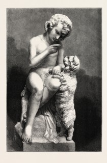 THE PLAYFELLOWS, FROM THE MARBLE GROUP BY CHARLES SUMMERS, 1873 engraving