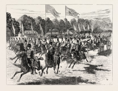 THE REVIEW IN WINDSOR PARK BEFORE HER MAJESTY AND THE SHAH: THE ARTILLERY PASSING AT A GALLOP, UK,