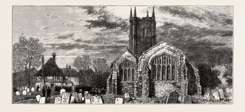 LYDD CHURCHYARD, UK, 1873 engraving