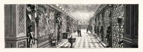 HATFIELD HOUSE, HERTFORDSHIRE, THE SEAT OF THE MARQUIS OF SALISBURY: THE ARMOURY, UK