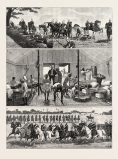 VOLUNTEERING IN INDIA, THE BAHAR MOUNTED RIFLES OF BENGAL: 1. Dismounting and Firing. 2. Morning