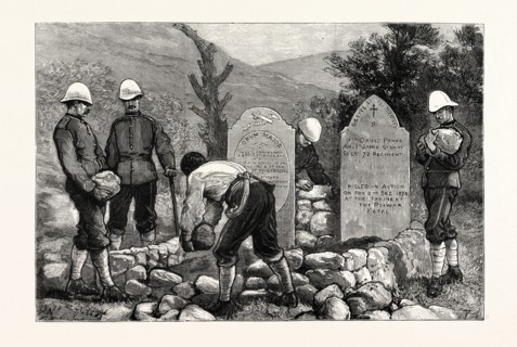 AFGHANISTAN, PUTTING TABLETS OVER THE GRAVES OF THOSE WHO FELL AT THE TAKING OF THE PEIWAR KOTAL,