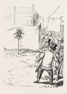 THE DERBY DAY, SCENES BY THE ROADSIDE AND ON THE DOWNS: AUNT SALLY. UK, 1860 engraving