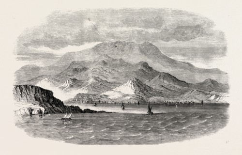 MESSINA, AS SEEN FROM CALABRIA, 1860 engraving