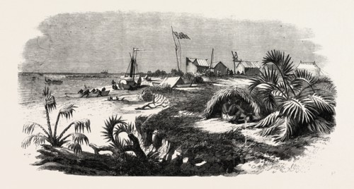 THE LIVINGSTONE EXPEDITION IN AFRICA: DR. LIVINGSTONE'S STATION AT THE MOUTH OF THE KONGONE RIVER,
