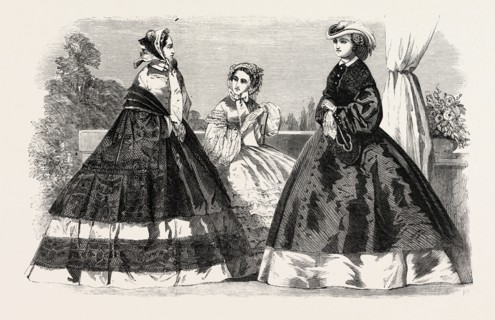 THE PARIS FASHIONS FOR AUGUST, 1860 engraving