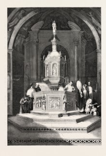 THE FONT IN THE BAPTISTERY OF SIENNA CATHEDRAL, 1860 engraving