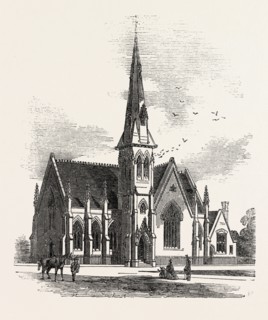 CHELSEA NEW CONGREGATIONAL CHURCH, MARKHAM SQUARE, UK, 1860 engraving