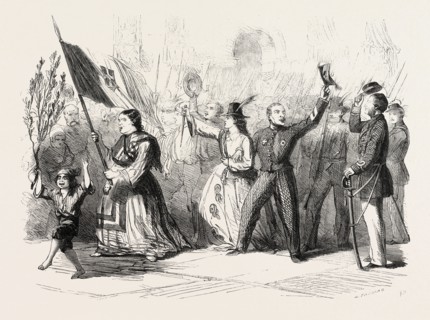 THE REVOLUTION IN NAPLES: STREET SCENE IN NAPLES THE DAY AFTER THE ARRIVAL OF GARIBALDI, ITALY,
