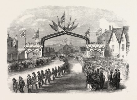THE MEMBERS OF THE FIRE COMPANIES DRAWING THE PRINCE OF WALES THROUGH CARLETON, A SUBURB OF ST.