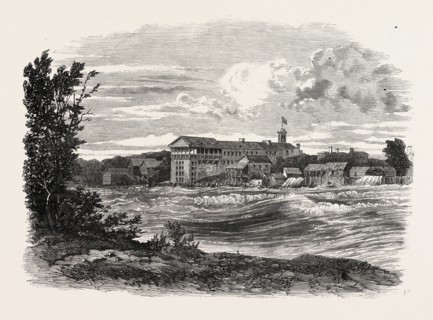NIAGARA FALLS VILLAGE: THE RAPIDS ABOVE THE AMERICAN FALLS, 1860 engraving