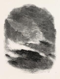 IT IS A WILD NIGHT AT SEA, 1860 engraving