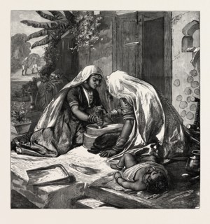 THE FAMINE IN INDIA: WOMEN GRINDING CORN
