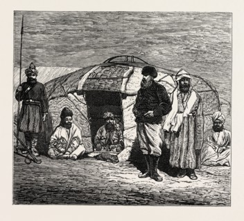 THE MISSION TO YARKUND AND KASHGAR: TRAVELLERS' SMOKING-DIVAN IN A KIRGHIZ TENT