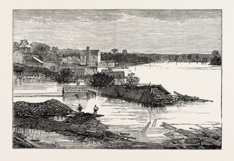 INUNDATIONS IN THE UNITED STATES OF AMERICA: CUMBERLAND RIVER, LOOKING UP STREAM, AT CLARKSVILLE,