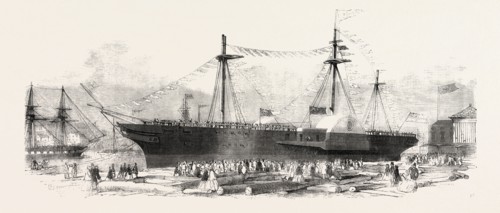 LAUNCH OF THE "DEMERARA" ROYAL MAIL STEAMSHIP, AT BRISTOL, UK