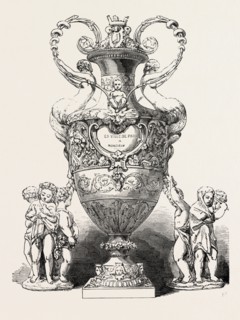 VASE AND TWO GROUPS IN SILVER, BY FROMENT-MEURICE