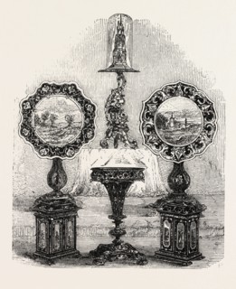 GROUP OF ARTICLES IN PAPIER MACHE, BY SPIERS AND SON, OXFORD