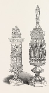 GOBLET, BY CONRAD KNOLL; DRINKING-CUP, BY JOHANN HALBIG, OF BAVARIA