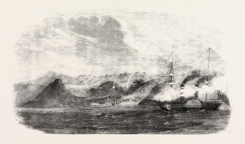ENGAGEMENT BETWEEN H.M. STEAM FRIGATE "JANUS" AND THE RIFF PIRATES, ON THE COAST OF MOROCCO