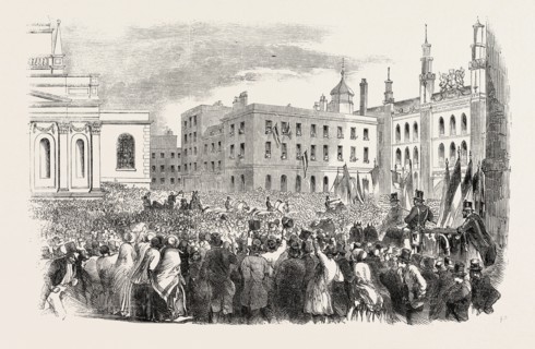 ARRIVAL OF M. KOSSUTH IN GUILDHALL YARD, LONDON, UK