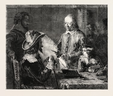 FINE ARTS, "HARVEY DEMONSTRATING TO CHARLES I. HIS THEORY OF THE CIRCULATION OF THE BLOOD" PAINTED
