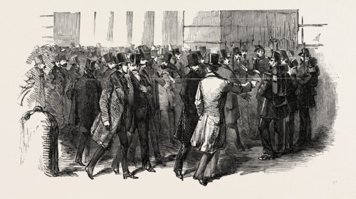 REVOLUTION IN FRANCE: MEMBERS DEMANDING ADMISSION TO THEIR LEGISLATIVE PALACE, 1851