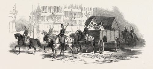THE REVOLUTION IN FRANCE: WAGGON FOR THE WOUNDED, 1851