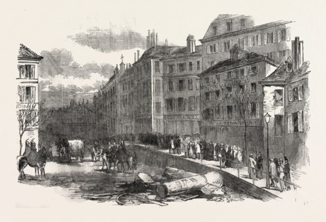 THE REVOLUTION IN FRANCE: BARRICADE, BOULEVARD BONNE NOUVELLE, PARIS, 1851