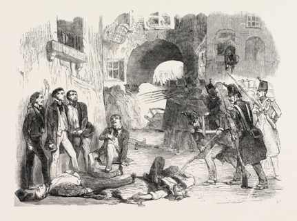 THE REVOLUTION IN FRANCE: THE TROOPS SHOOTING THE INSURGENTS IN THE STREETS OF PARIS, 1851