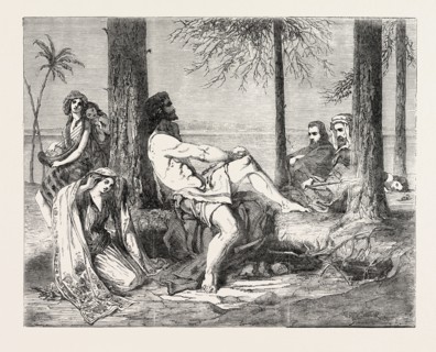 HISTORICAL PAINTING "DELILAH ASKING FORGIVENESS OF SAMSON." BY WILLIAM J. BURTON