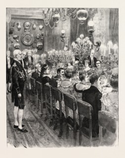 THE ROYAL MARRIAGE AT BERLIN, GERMANY: BANQUET AT THE ROYAL PALACE; PRINCE FREDERICK CHARLES OF