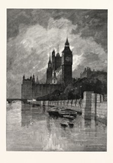 THE HOUSES OF PARLIAMENT, WESTMINSTER, LONDON, UK, 1893, 1893 engraving