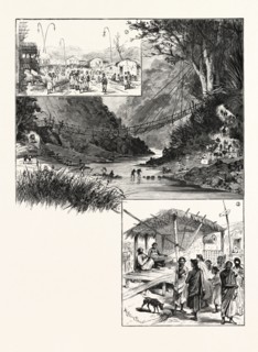 WITH THE SOUTH LUSHEI COLUMN: 1. Camp at Lalheya's Village, Kellam. 2. A Lushai Suspension-Bridge.