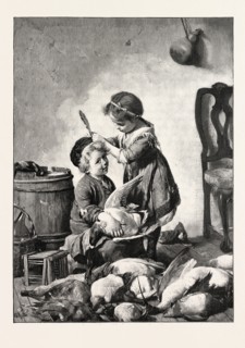 A FEATHER IN HIS CAP. BY ANTONIO ROTTA, 1828-1903, 1893 engraving