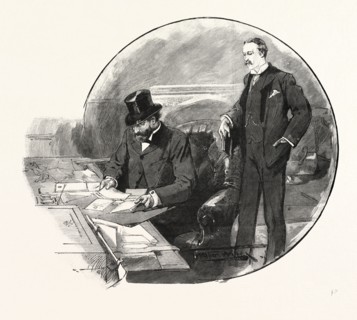 A DIVISION IN THE HOUSE OF COMMONS: THE GOVERNMENT WHIPS: Mr. E. Marjoribanks and Mr. T. Ellis, UK,