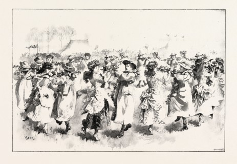 MAY-DAY FESTIVITIES: A PASTORAL DANCE AT ST. MARY CRAY, UK, 1892 engraving